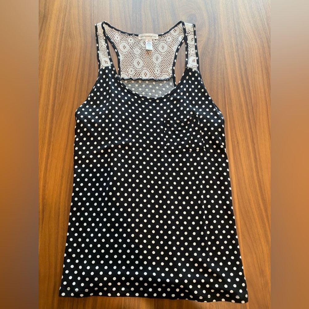 Polka Dot Sleeveless Top - Black and White